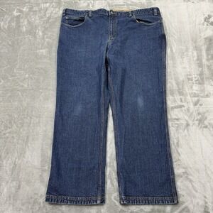 Duluth‎ Jeans Mens 46x30 Blue Relaxed Straight Flex Ballroom Denim Workwear Logo
